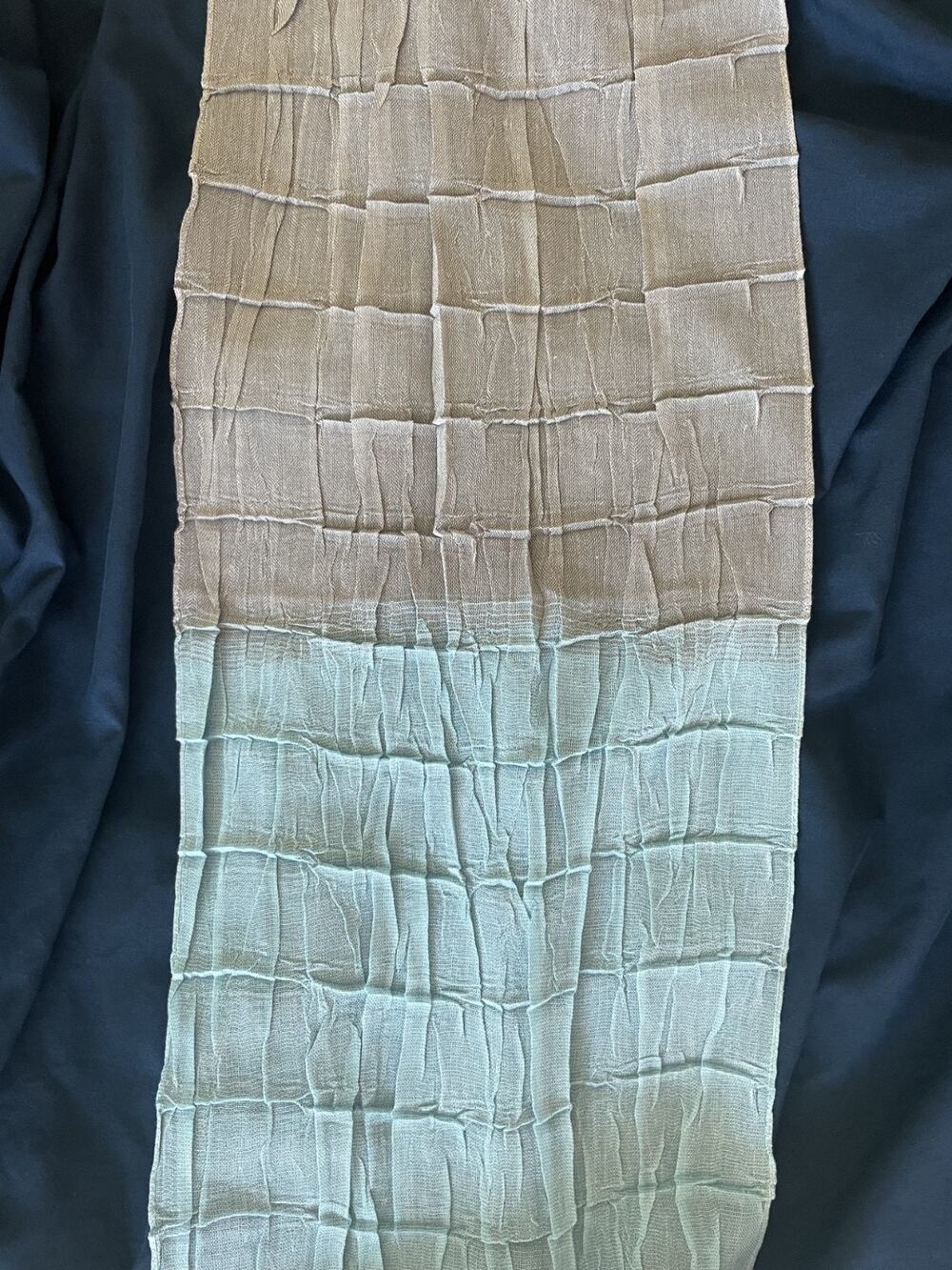 Bonita Scarf Made in Italy Aqua Gray Crinkle Textured Fringe Lightweight Wrap